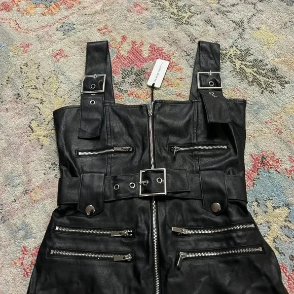 NWT WeWoreWhat Vegan Leather Moto Overalls - Picture 4 of 8